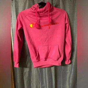 Champion Hoodie Women’s Size Small Pink With Center Logo On Chest